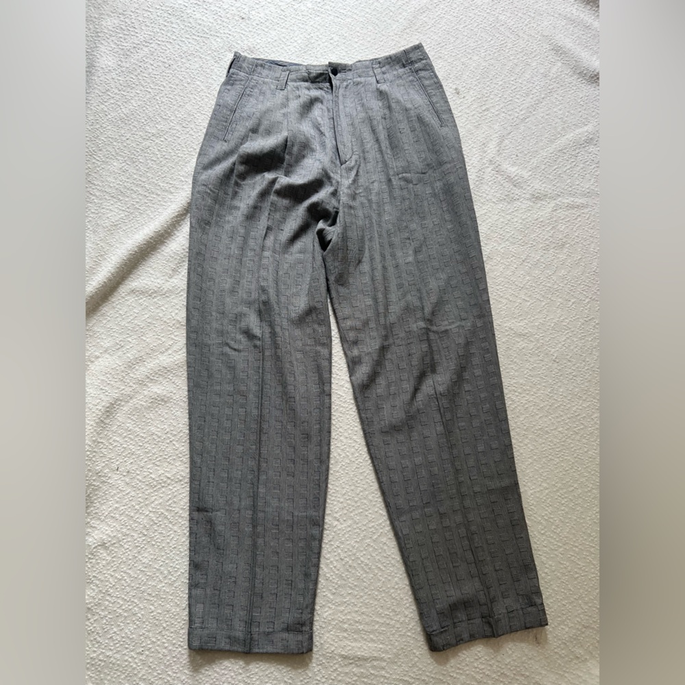 Reunion Vintage Geometric Textured Trousers Size 34 Gray